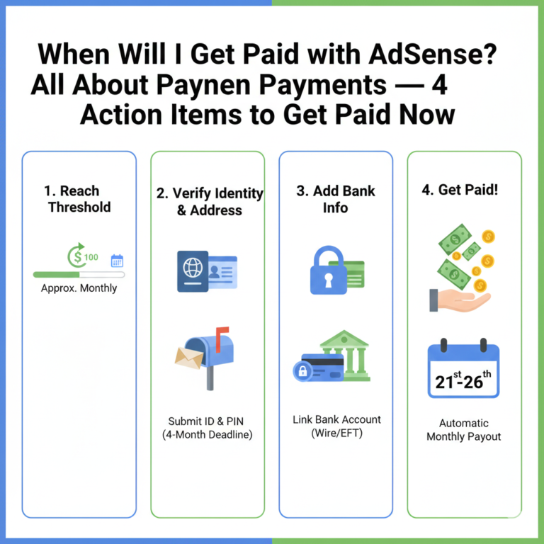 When will I get paid with AdSense All About Payments — 4 Action Items to Get Paid