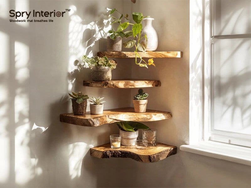 Corner Wood Floating Shelves - A Space-Saving Solution